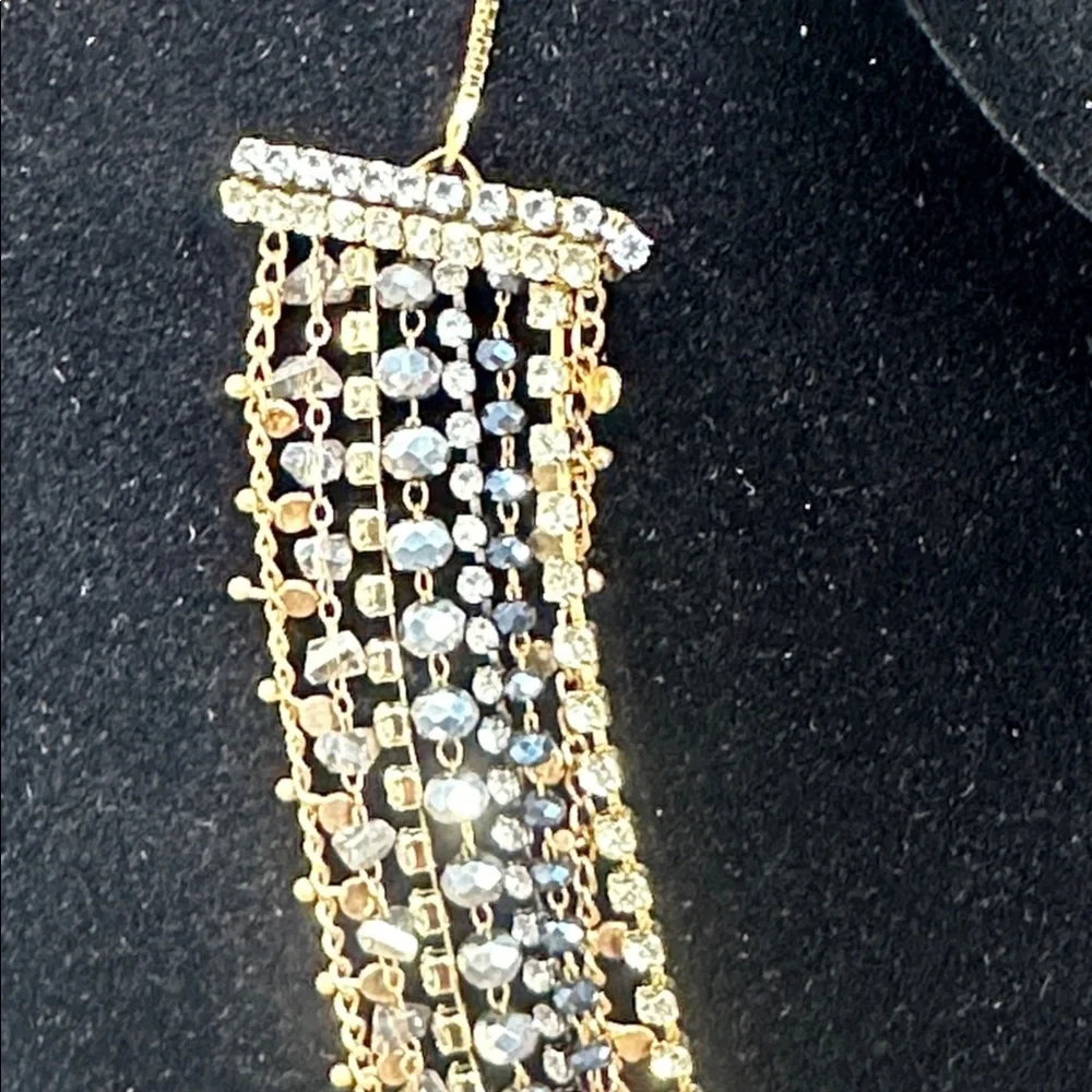 Anthropologie Cosmic Multi-Strand Necklace Gold Copper Crystals Pewter